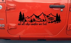 Mountain Scene Trees Decal Not All Who Wander Are Lost V1 RV Camper Truck