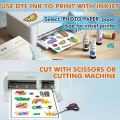 A-SUB Printable Vinyl Sticker Paper Glossy White 100 Sheet 8.5×11 Inkjet Printer
