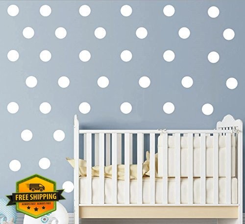 80pcs Polka Dot Wall Decals White 4.8cm Vinyl Circles Nursery