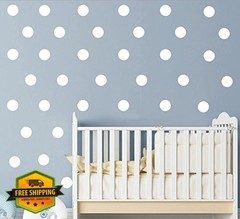 80pcs Polka Dot Wall Decals White 4.8cm Vinyl Circles Nursery