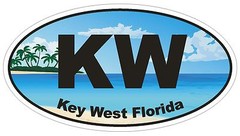 Key West Florida Oval Bumper Sticker or Helmet Sticker D1129