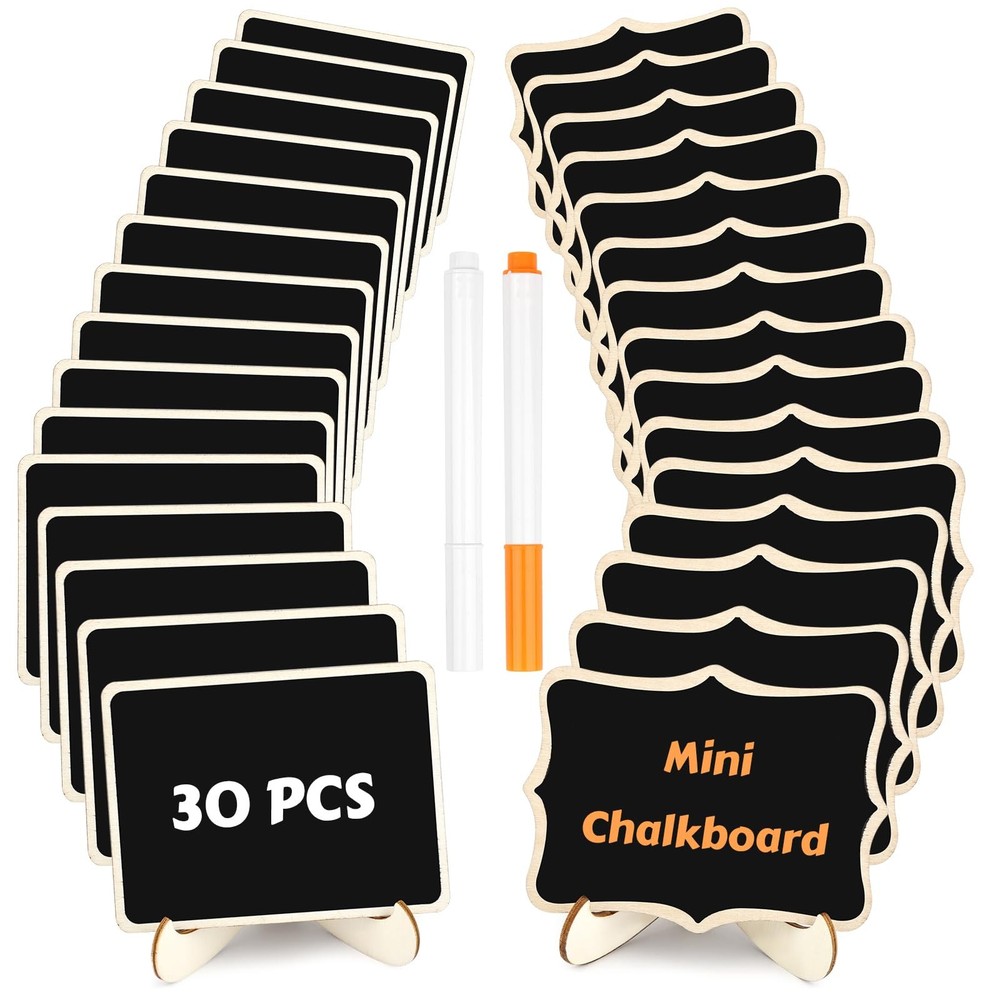 30 Pack Mini Chalkboard Signs, Food Labels for Party Buffet, Small Black