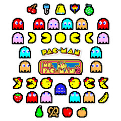 Pacman & Ms Pacman Stickers Arcade Pixel Art 41 Sticker Pack