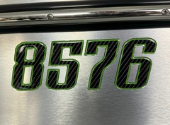 Carbon Fiber Green Boat & Jet Ski Registration Numbers 3D Raised Waterproof 3″