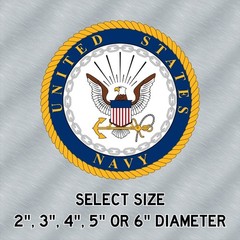United States Navy Emblem in Blue Gold and White Laminated Sticker Choose Size