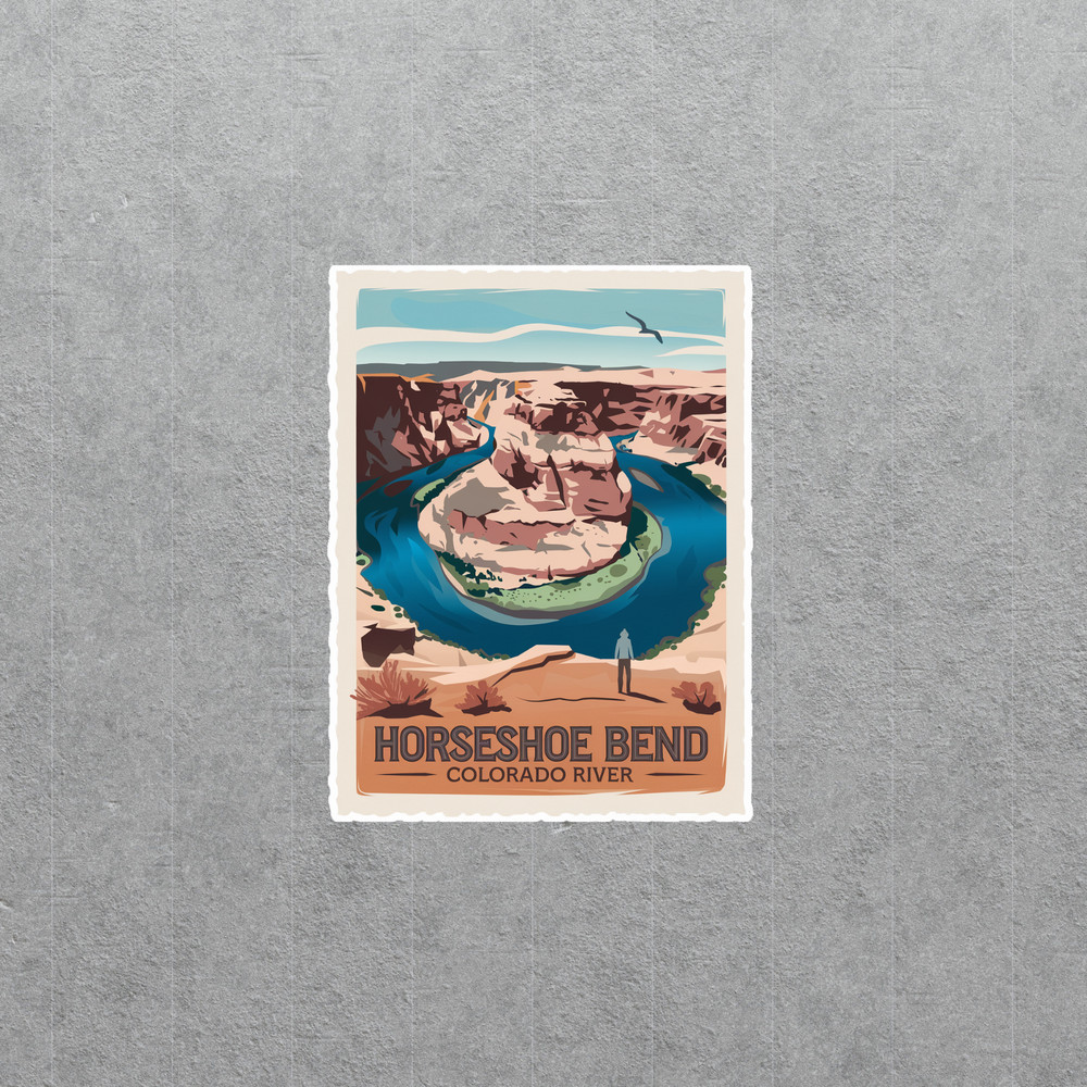 Vintage Horseshoe Bend Colorado River Sticker – Retro National Park Decal #3361