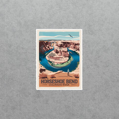 Vintage Horseshoe Bend Colorado River Sticker – Retro National Park Decal #3361
