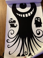 Monster Cartoon Vinyl Wall Decal Set, Removable, Black White, Modern, Any Room