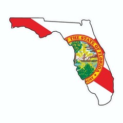 Florida State Map Outline with Flag Sticker, Decal, Vacation Sticker