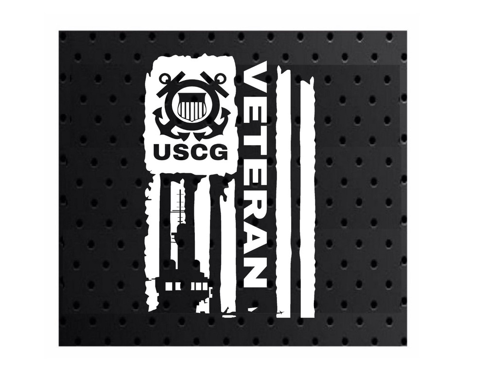 DISTRESSED USCG UNITED STATES COAST GUARD FLAG VETERAN DECAL STICKER 3.8″ x 6.0″