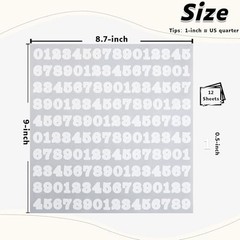 1920 Pieces Small Number Stickers, 1/2″ Waterproof Vinyl Self 1/2 Inch White
