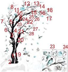decalmile Large Watercolor Tree Wall Decals Blue Flower Branch Multi Color