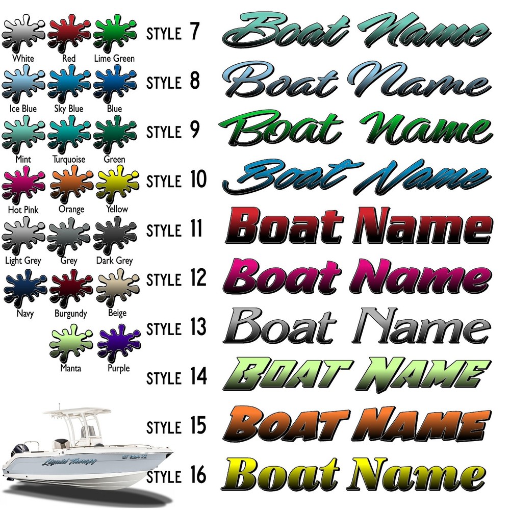 Boat Name Decal 6×36″ / Custom Hull Graphic / Premium Marine Vinyl Lettering GRB