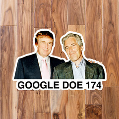Donald Trump with Jeffrey Epstein “GOOGLE DOE 174” Sticker Pack Anti-Trump