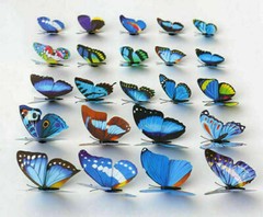 24pcs Multicolor Artificial Butterflies with Magnet Home Decorations Accessories