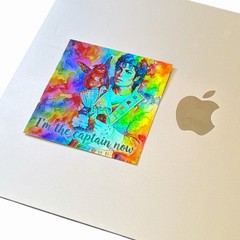 4×4, 3×3 2×2 Captain EO & Fuzzball Captain Hologram Sticker Homemade FREE SHIP