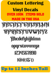 Custom Personalized Decal Vinyl Lettering Text Business Sign Gothic Font vB