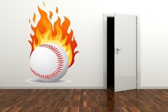 Flaming Baseball Vinyl Wall Decal Sticker – Sports Mural for Any Room M-49