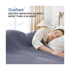 Guohaoi Knitted Weighted Blanket for Adults (Light Grey 60″x80″… USA FAST SHIP