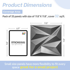 33 Pack 3D Textured Wall Panels – Brushed Silver Decor for Any Room