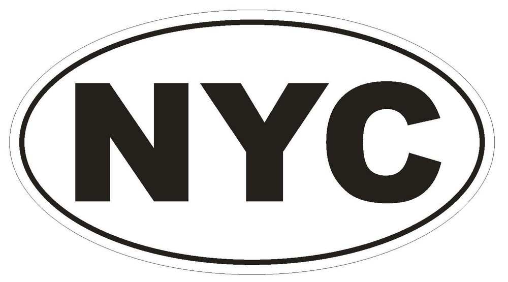 NYC New York City Oval Bumper Sticker or Helmet Sticker D148 Euro Oval