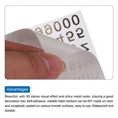 Alphabet Letters Number Resin Stickers 3D Small A to Z 1 to 9 Silver Sticker