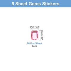 440Pcs Gems Stickers for Crafts 5 Sheet Rectangle Rhinestone Sticker Multicolor