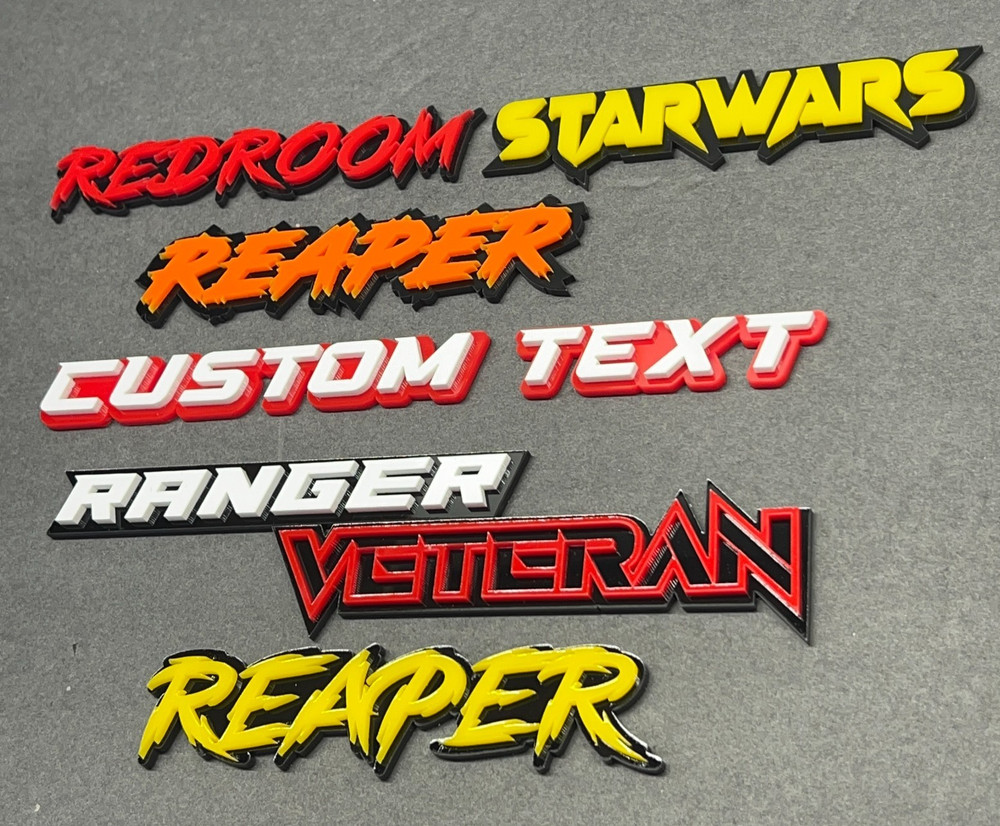 Custom Lazer Cut Car Acrylic Emblem Badge MULTI COLOR Customized Text Names!