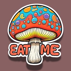 Eat Me Psychedelic Mushroom Funny 3″ Vinyl Laminated Sticker