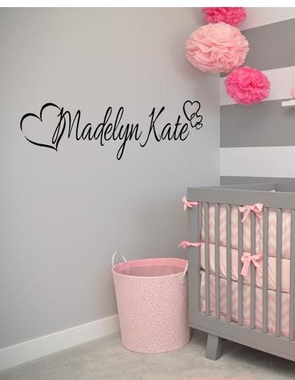 PERSONALIZED HEARTS ANY NAME Vinyl Wall Art Decal Kids Children Nursery Room 36″