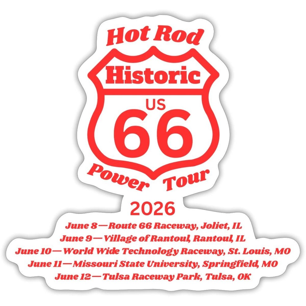 Hot Rod Power Tour 2026 | US Car Show | Historic Route 66 Sticker, max. 4 x 4″