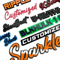 Customized Car Acrylic Emblem Badge MULTI COLOR Custom Text Names