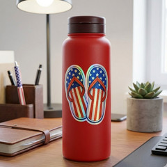 USA Flag Flip Flops Vinyl Decal 2-Pack 3×3 Holographic Patriotic Summer Sticker