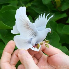 White Dove Die Cut Clear Vinyl Sticker (Facing Right) Premium Quality