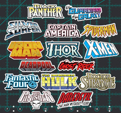 15 Marvel Modern Logo Stickers – Clear, Holographic, or White- Spiderman Thor