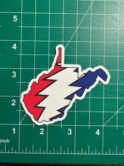 West Virginia Stealie – Grateful Dead – Laminated Vinyl Sticker 3″x3″