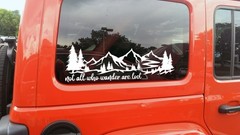 Mountain Scene Trees Decal Not All Who Wander Are Lost V1 RV Camper Truck