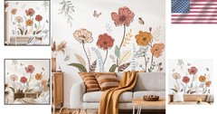 Multi-Color Floral Peel and Stick Wall Art – Perfect for Living Room and Nursery
