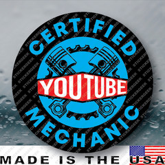 Certified YouTube Mechanic Funny JDM Hard Hat Helmet Gag Prank Joke Sticker 2IN