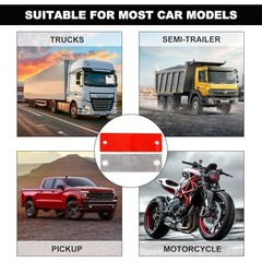 16 PCS Safety Trailer Reflectors Self Adhesive Reflector, Round ABS Rectangle