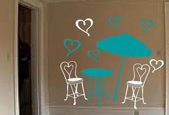 Patio Cafe Set Paris Country decals wall art kids teenagers nursery girls diner