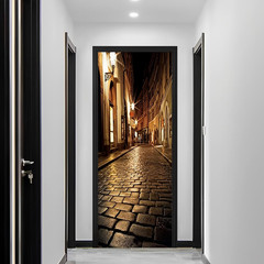 3D Alley at Night Wallpaper Murals – Self Adhesive Vinyl Removable Art Door Deca