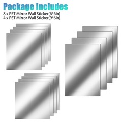 12PCS Self Adhesive Mirror Reflective Wall Sticker Film Paper Home Kitchen Decor