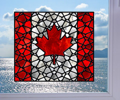 Canadian Flag WINDOW CLING Sun-catcher Size 9″ Rectangle ~ Repositionable Vinyl