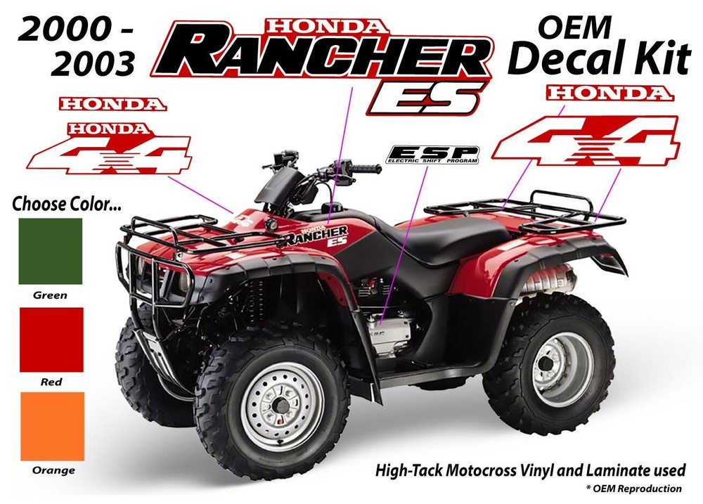 Honda Rancher 350 ES 4×4 2000 2001 2002 2003 OEM Decal Graphics Marks Sticker