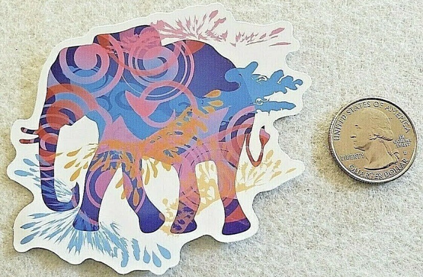 Multicolor Elephant Sticker (2 inch) Decal Beautiful Unique Great Gift Idea