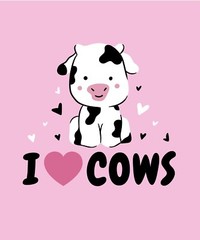 I Love Cows Paper Sticker (3 Inch) Pink Cute Moo Heifer Milk Farm