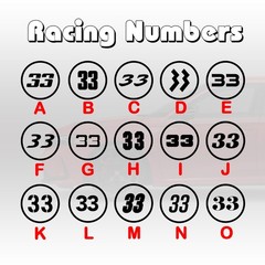 Racing Car numbers 2 pack circle die-cut decal door custom number rally sport
