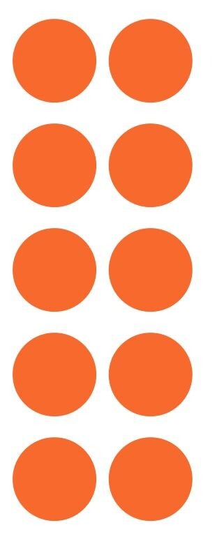 1.5″ Orange Round Vinyl Dots Stickers Color Coding Inventory 1.5 Inch Dot