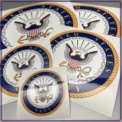 United States Navy Emblem in Blue Gold and White Laminated Sticker Choose Size